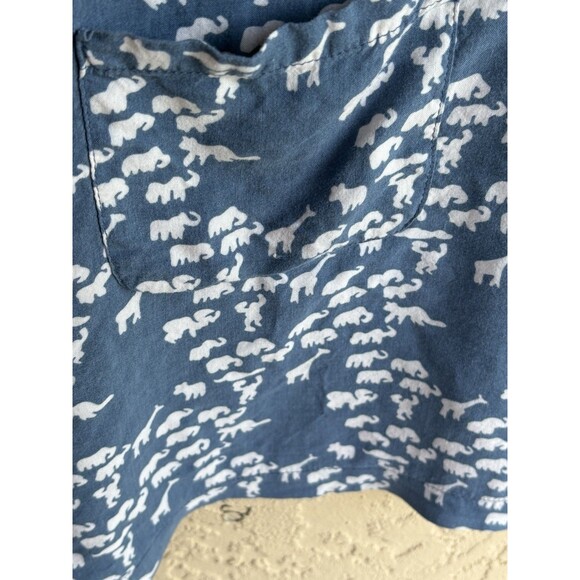 Forever 21 Women’s Animal Print Giraffe Elephant Blue Dress Button Up Spaghetti - Picture 2 of 8